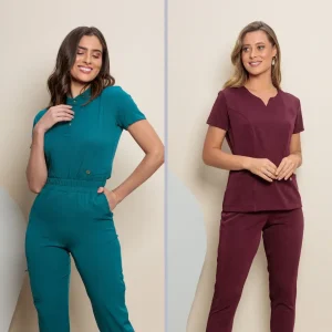 Jaleco feminino com botões dourados
