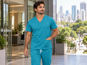 Profissional com scrub em clínica de São Paulo