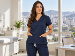 Profissional com scrub em clínica de Belo Horizonte